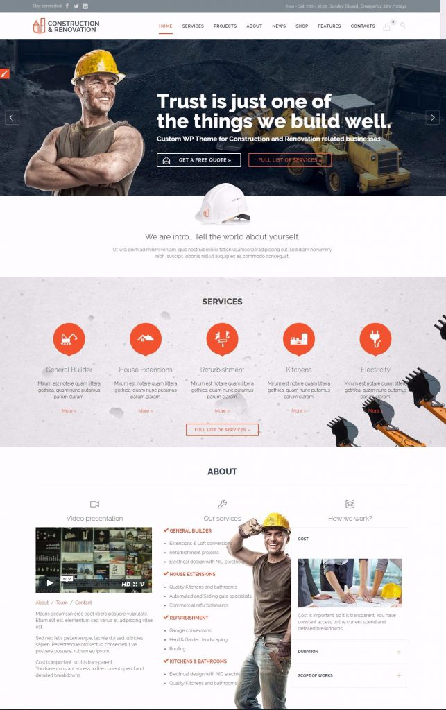 Construction Website Template – vamtam