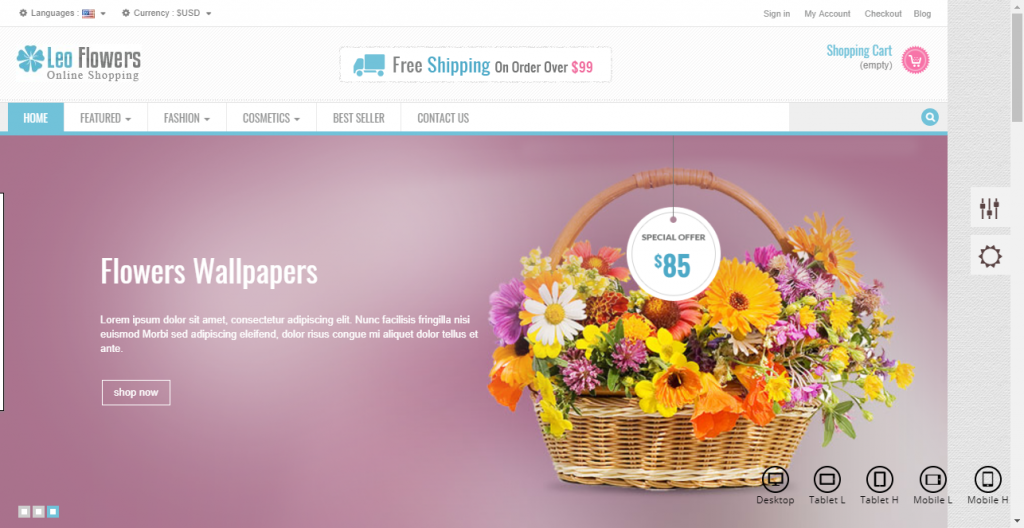 Mẫu website MẪU WEBSITE BÁN HOA – Leo Flowers