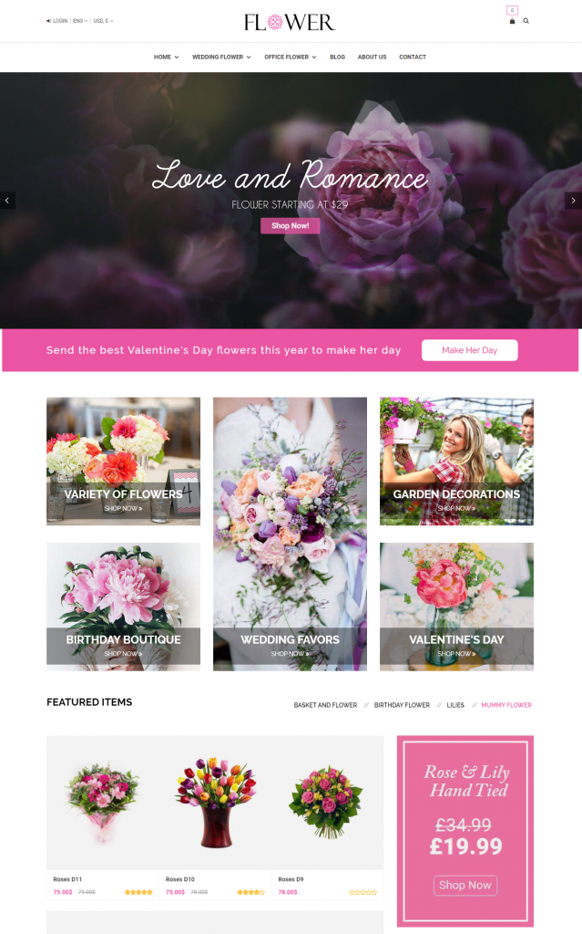 Mẫu website bán hoa Flower