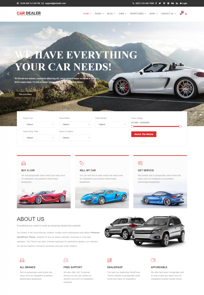 Mẫu website MẪU WEBSITE BÁN XE – Car Dealer