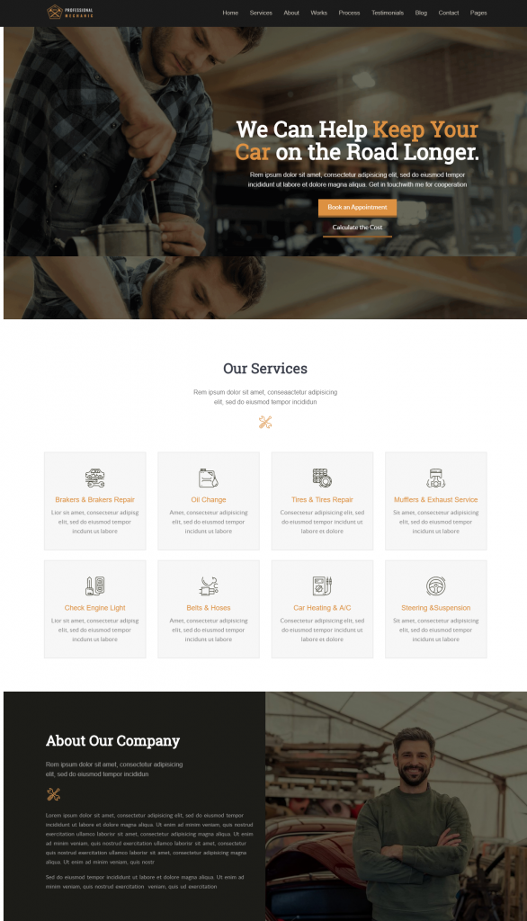Mẫu Website giới thiệu công ty – Mechanic