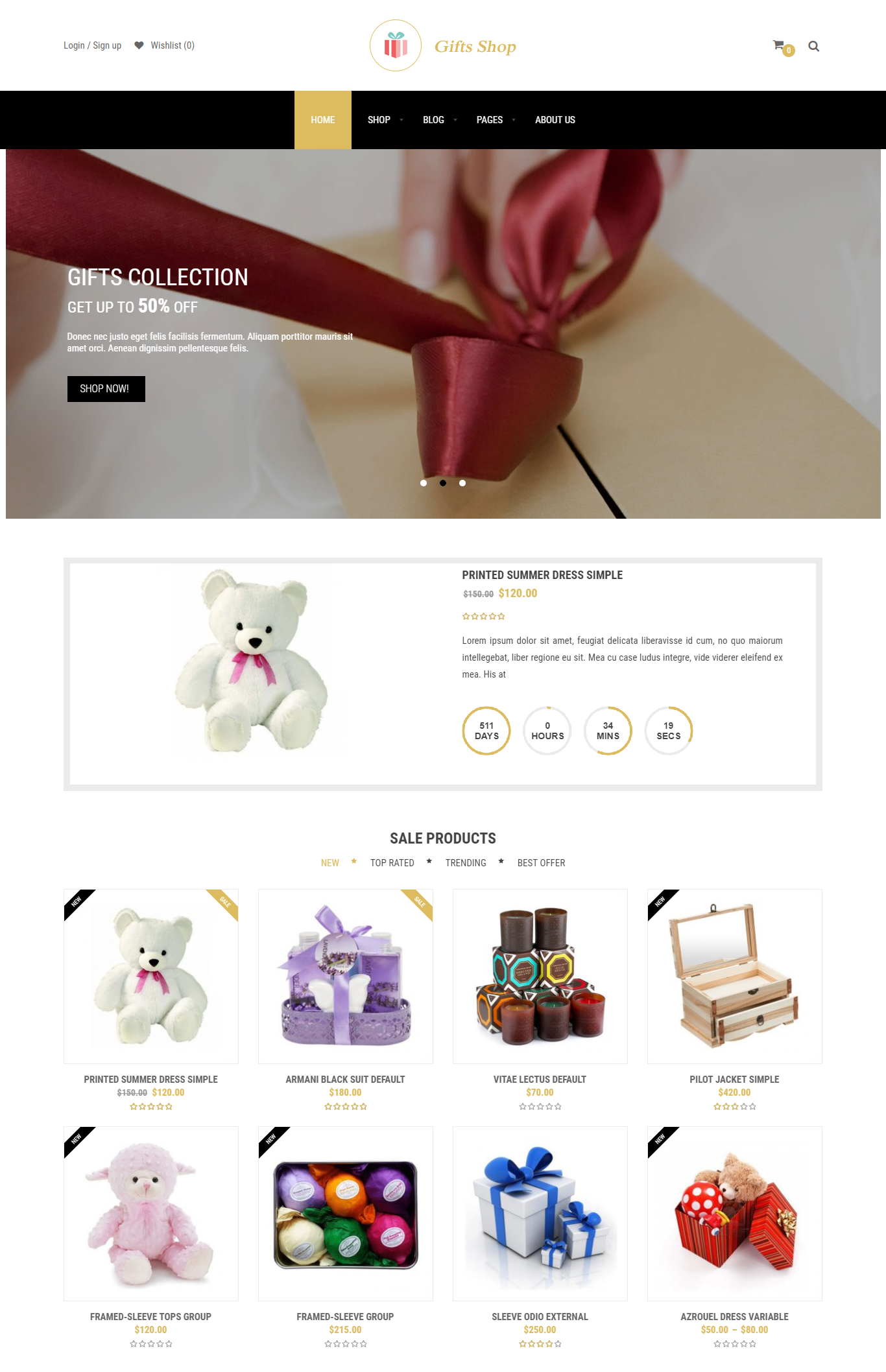Mẫu website bán hàng lưu niệm- Gifts Shop 2