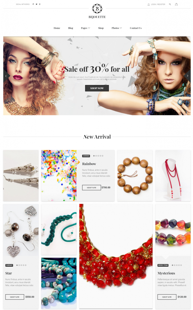 Souvenir Store Website Template – Bejouette