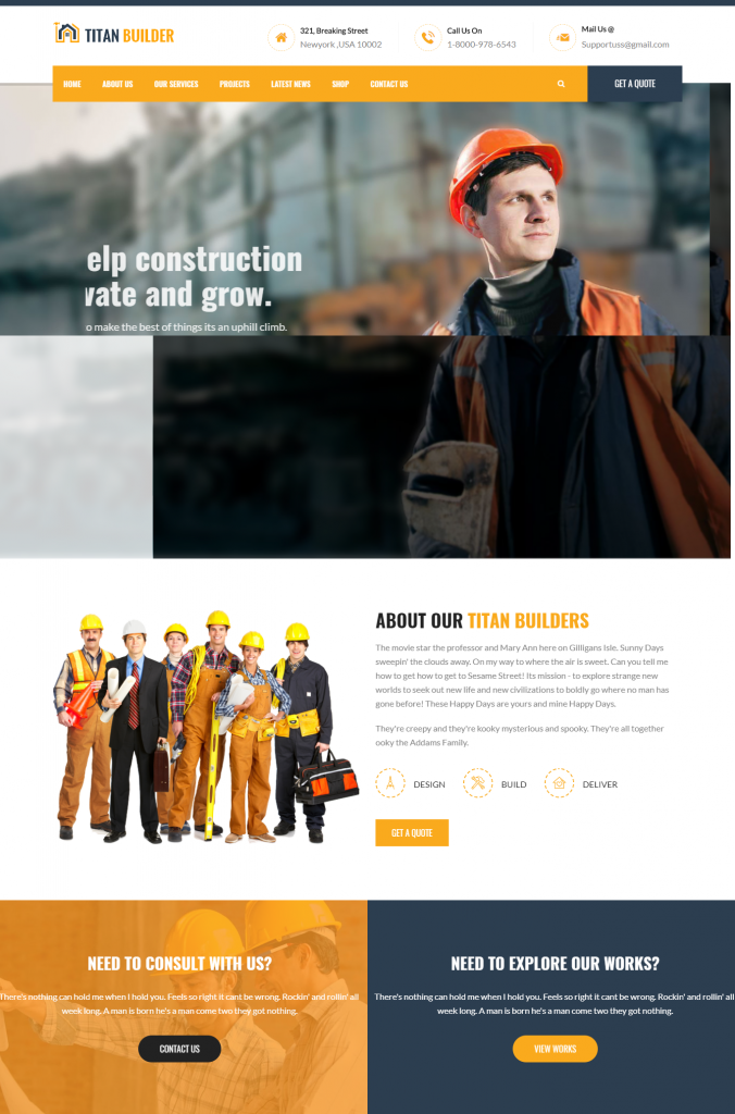 Mẫu website MẪU WEBSITE XÂY DỰNG – TITAN BUILDER