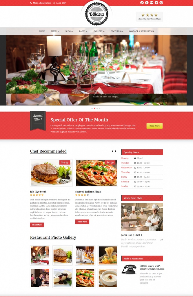 Mẫu website MẪU WEBSITE NHÀ HÀNG – Delicieux