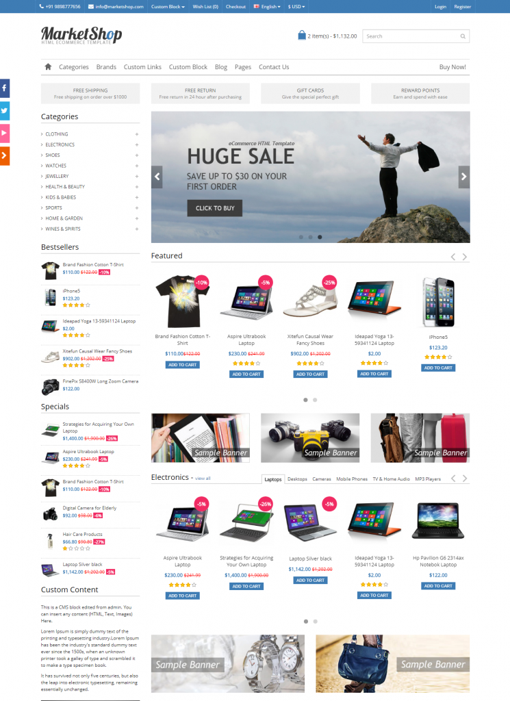 Mẫu website MẪU WEBSITE BÁN HÀNG CÔNG NGHỆ – MARKETSHOP