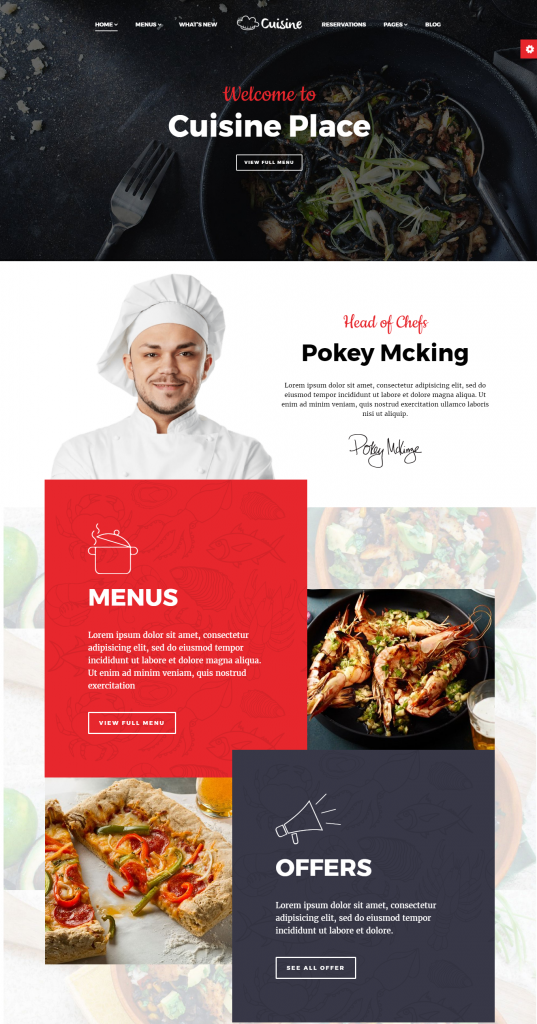 Mẫu website MẪU WEBSITE NHÀ HÀNG – Cuisine