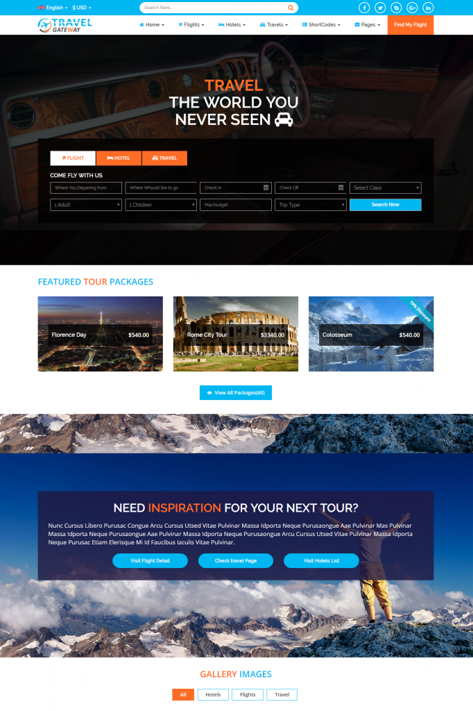Mẫu website MẪU WEBSITE DỊCH VỤ – DU LỊCH – Travel Gateway