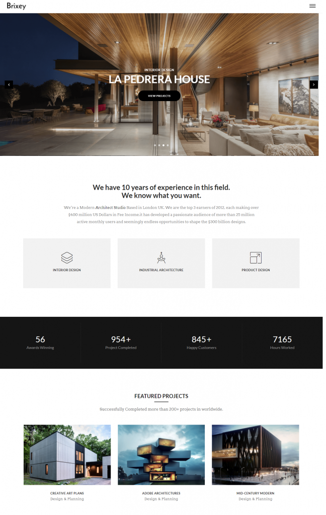 Mẫu website MẪU WEBSITE KIẾN TRÚC XÂY DỰNG – Brixey