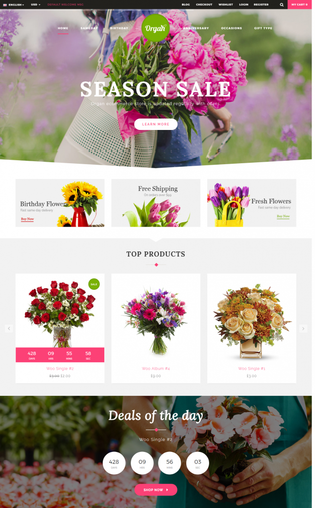 Mẫu website bán hoa Organ