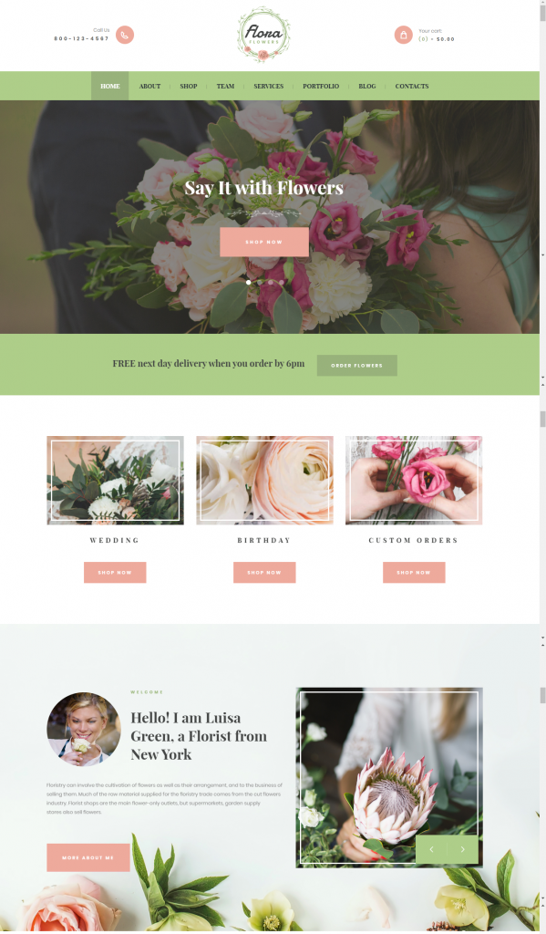 Mẫu website bán hoa Flona