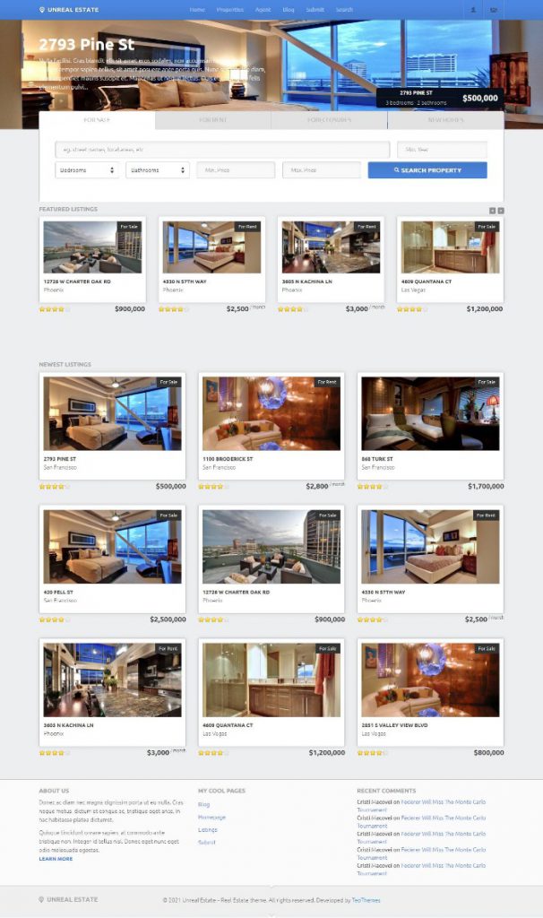 Mẫu website MẪU WEBSITE BẤT ĐỘNG SẢN – UNREAL ESTATE