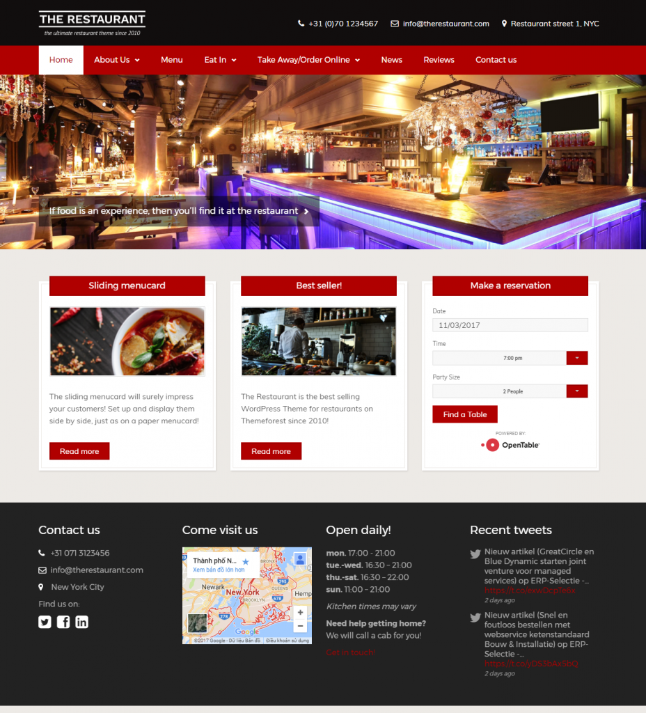 Mẫu website MẪU WEBSITE NHÀ HÀNG – The Restaurant