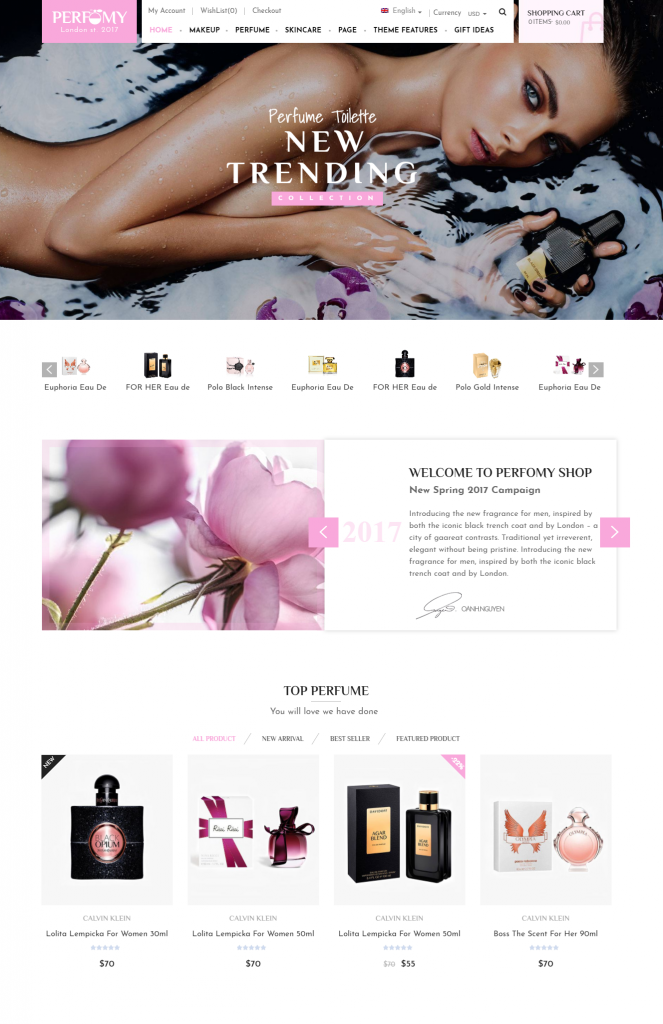 Mẫu website MẪU WEBSITE BÁN HÀNG MỸ PHẨM – PerFomy