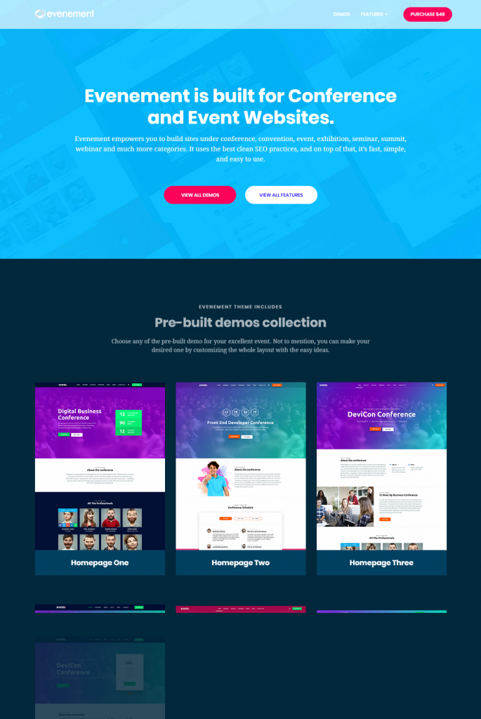 News & events website template – EVENEMENT