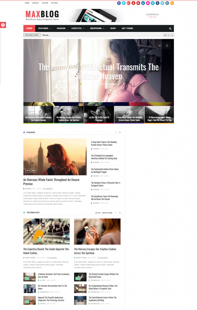 News & events website template – MAX BLOG