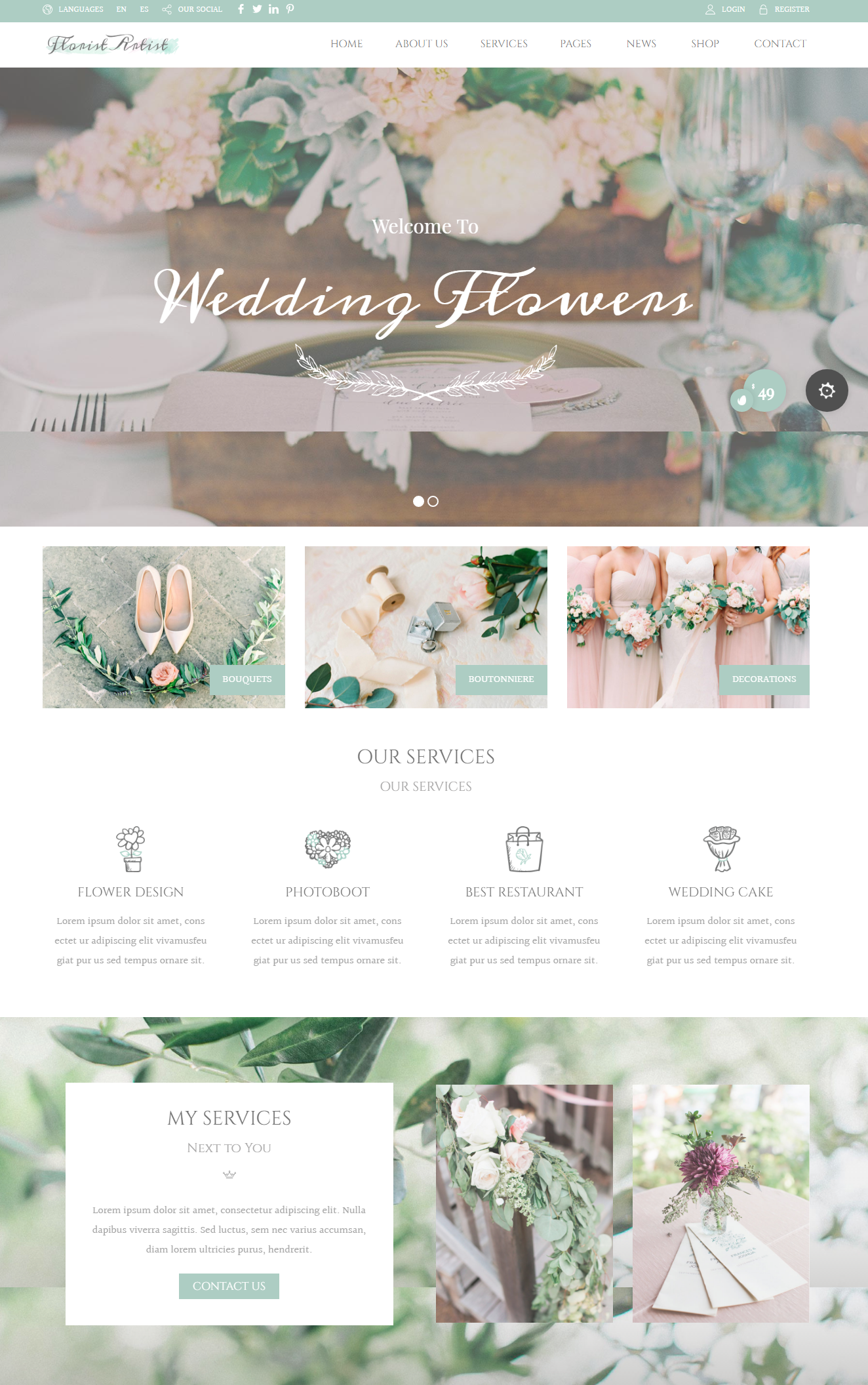MẪU WEBSITE BÁN HOA - WEDDING FLOWERS