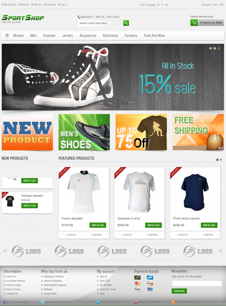 Mẫu WEBSITE Thể Thao – Sport Shop