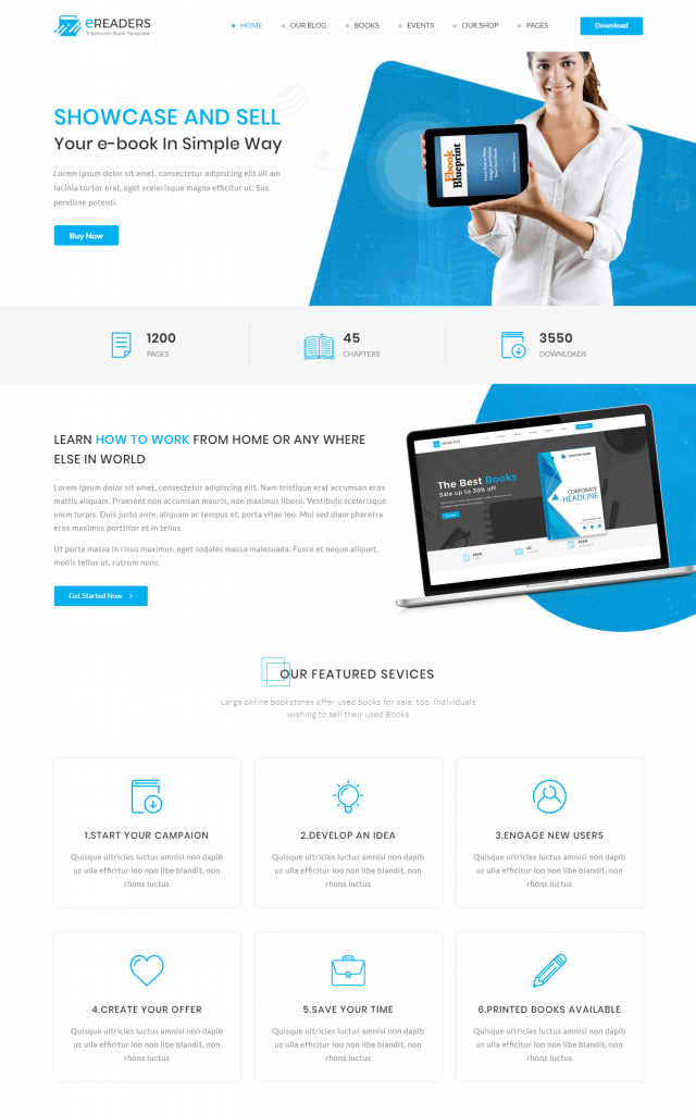 Bookstore website template – EREADERS