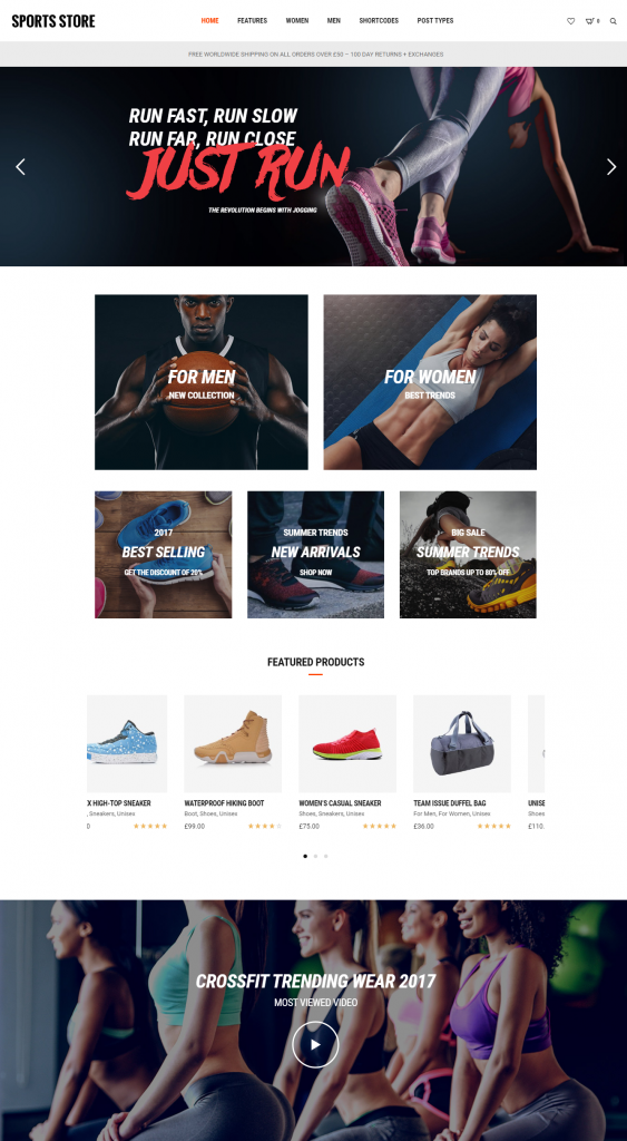 Mẫu WEBSITE Thể Thao – Sport Store