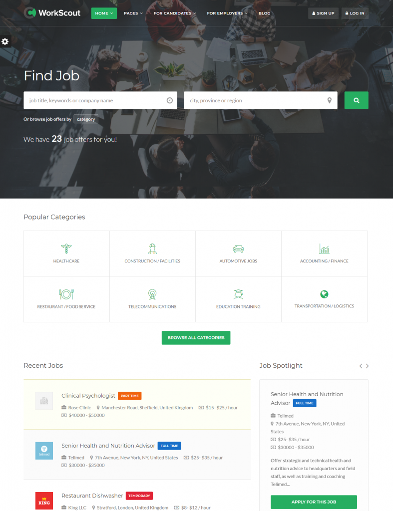 Mẫu website việc làm – JOB- WORKSCOUT