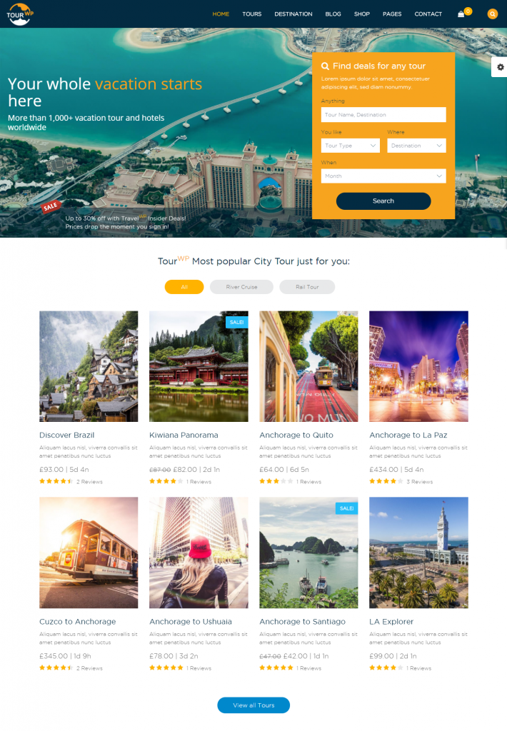 Mẫu website MẪU WEBSITE DỊCH VỤ – DU LỊCH – TOUR WP