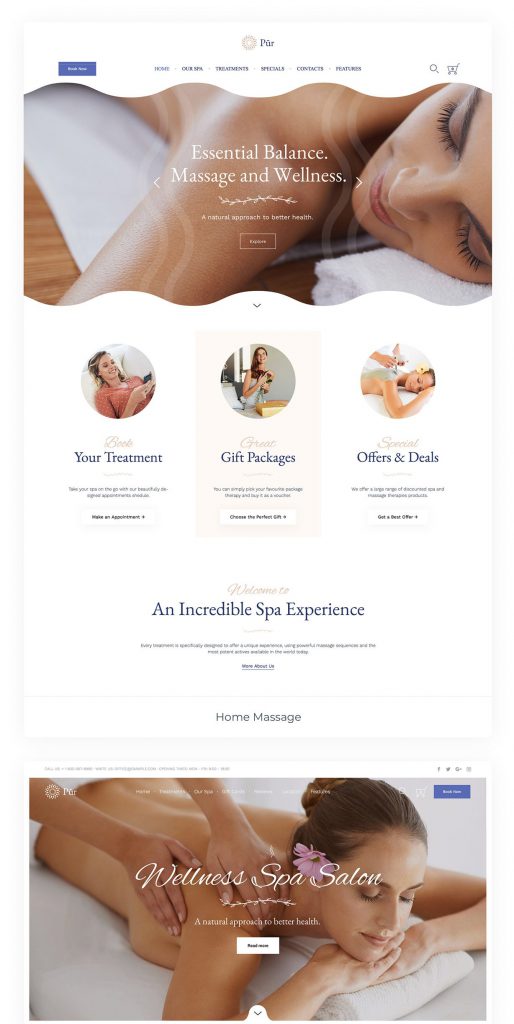 Mẫu website MẪU WEBSITE SPA – Pur Spa