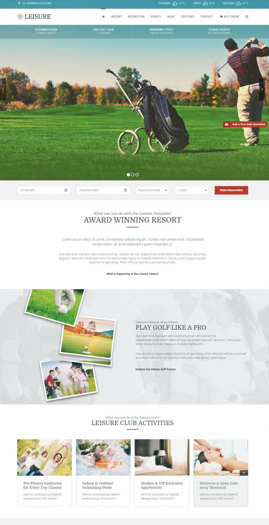 Mẫu website MẪU WEBSITE DỊCH VỤ – LEISURE
