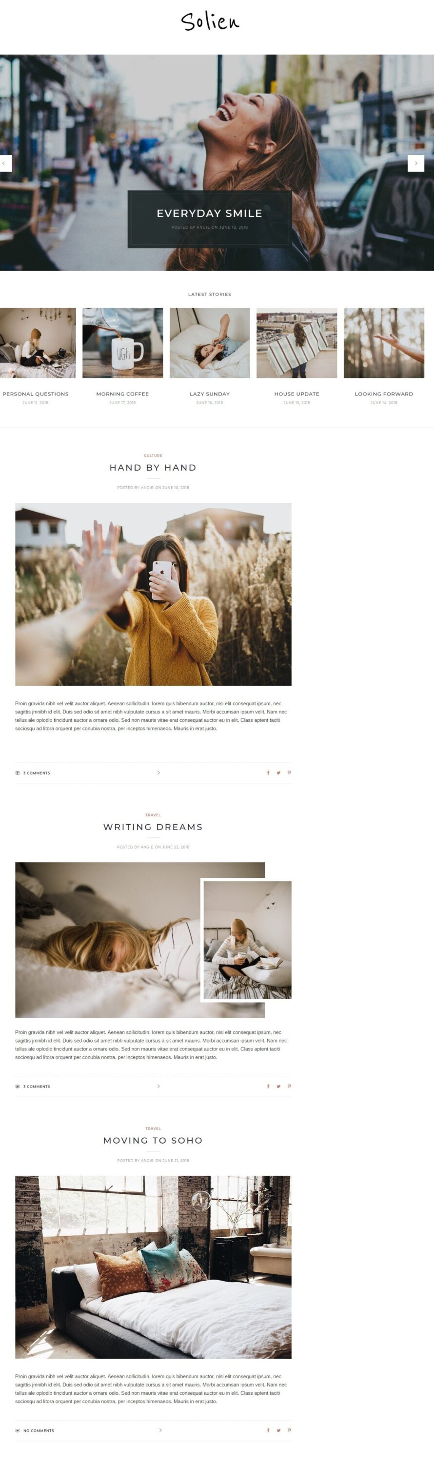 MẪU WEBSITE TIN TỨC SÁNG TẠO – SOLIEN BLOG & SHOP