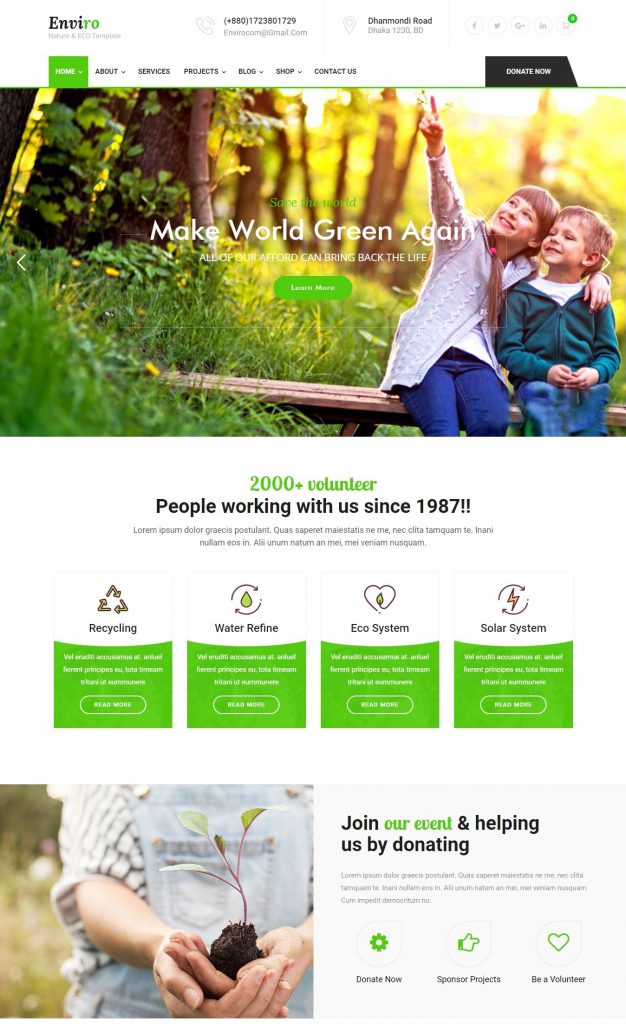 Mẫu website MẪU WEBSITE MÔI TRƯỜNG – ENVIRO