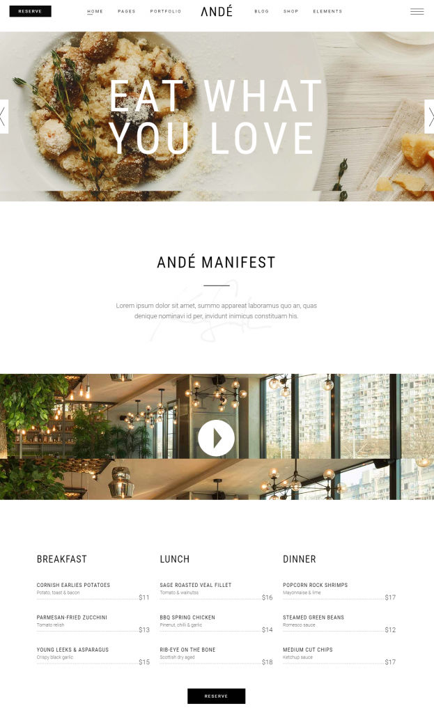 Mẫu website MẪU WEBSITE NHÀ HÀNG – RESTAURANT HOME -ANDE