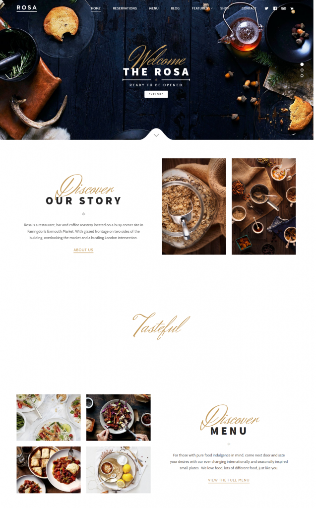 Mẫu website MẪU WEBSITE NHÀ HÀNG – ROSA