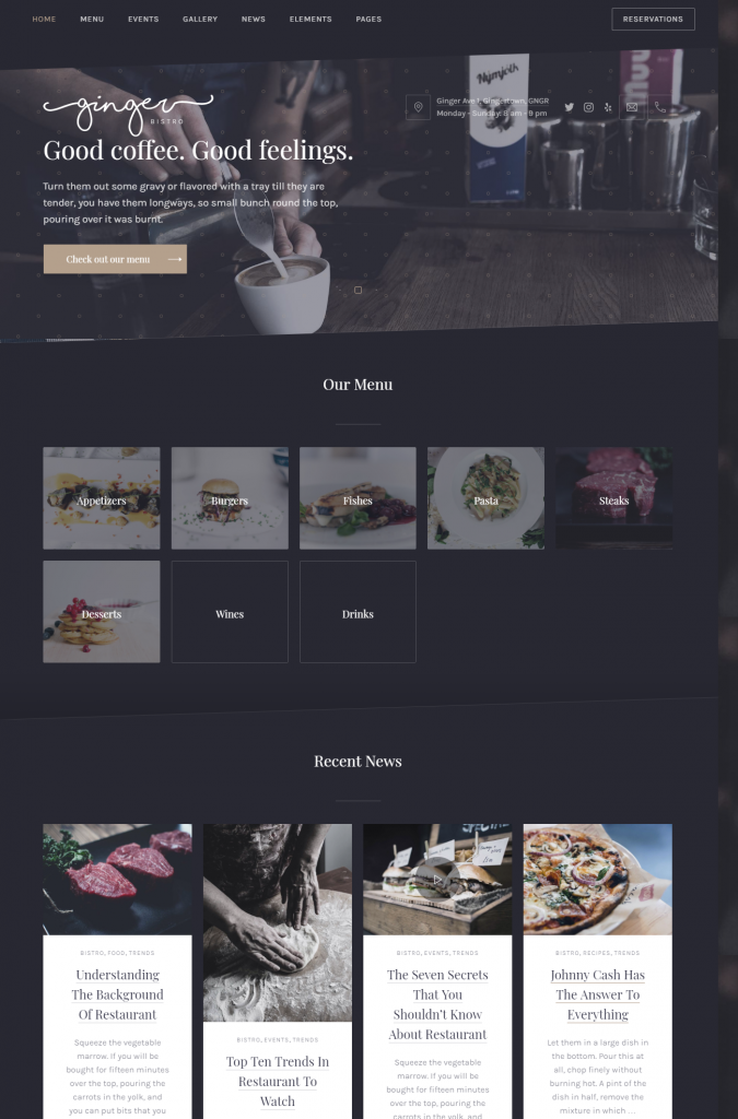 Mẫu website MẪU WEBSITE NHÀ HÀNG – GINGER BISTRO