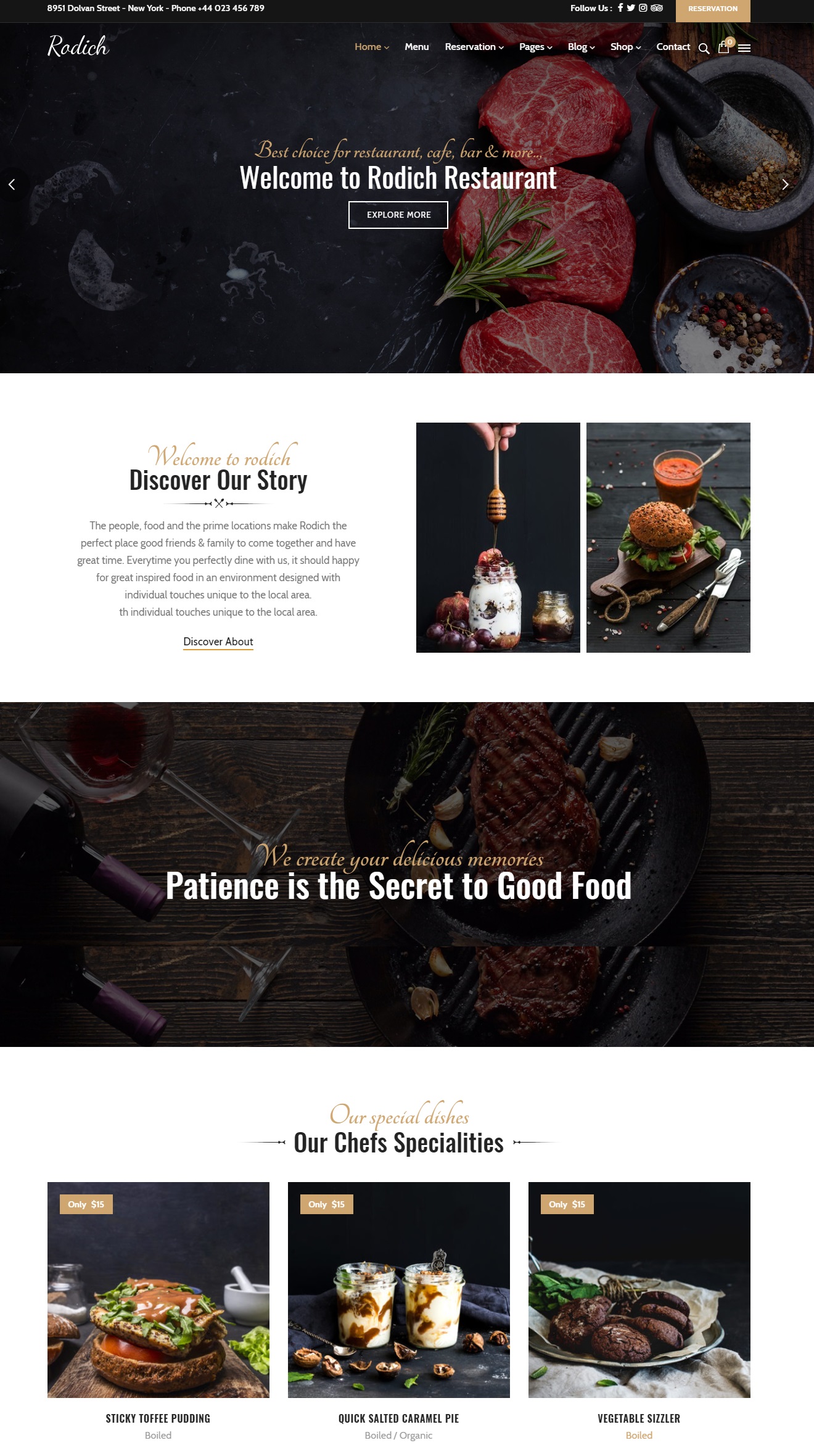 Giao diện website nhà hàng - Rodich