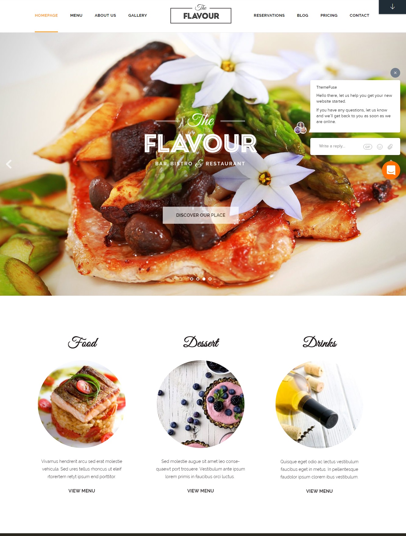 Giao diện website nhà hàng- The flavour