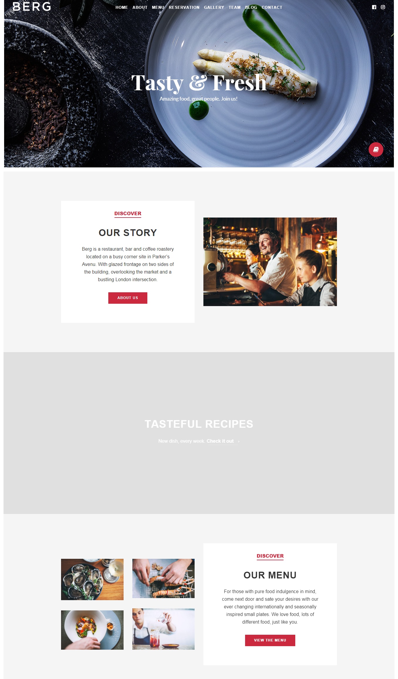Giao diện website nhà hàng - Berg