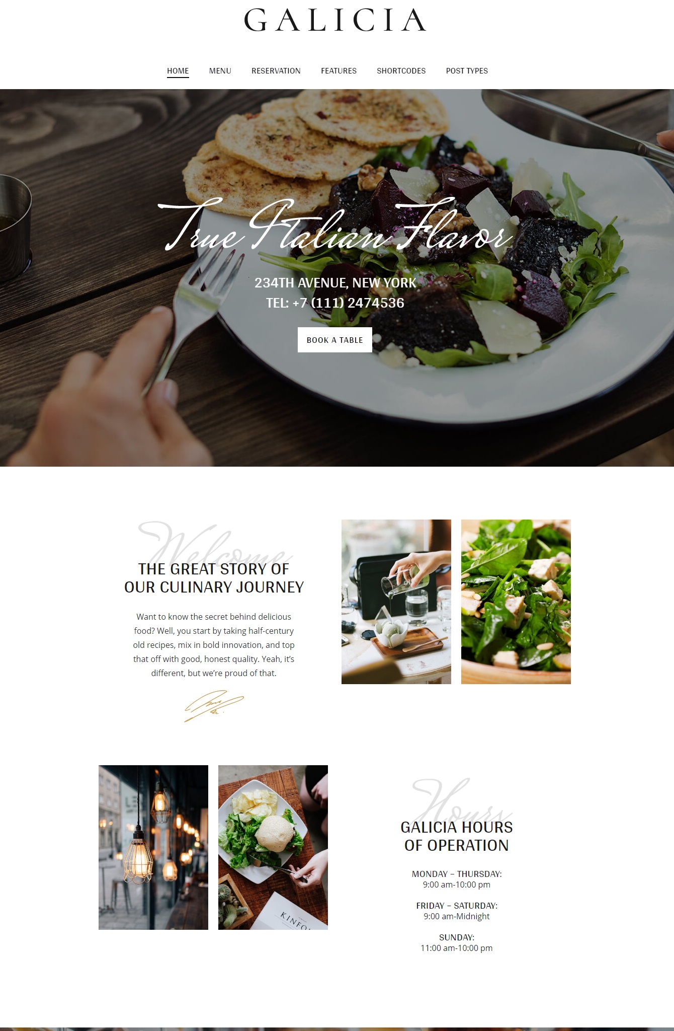 Giao diện website nhà hàng - Galicia