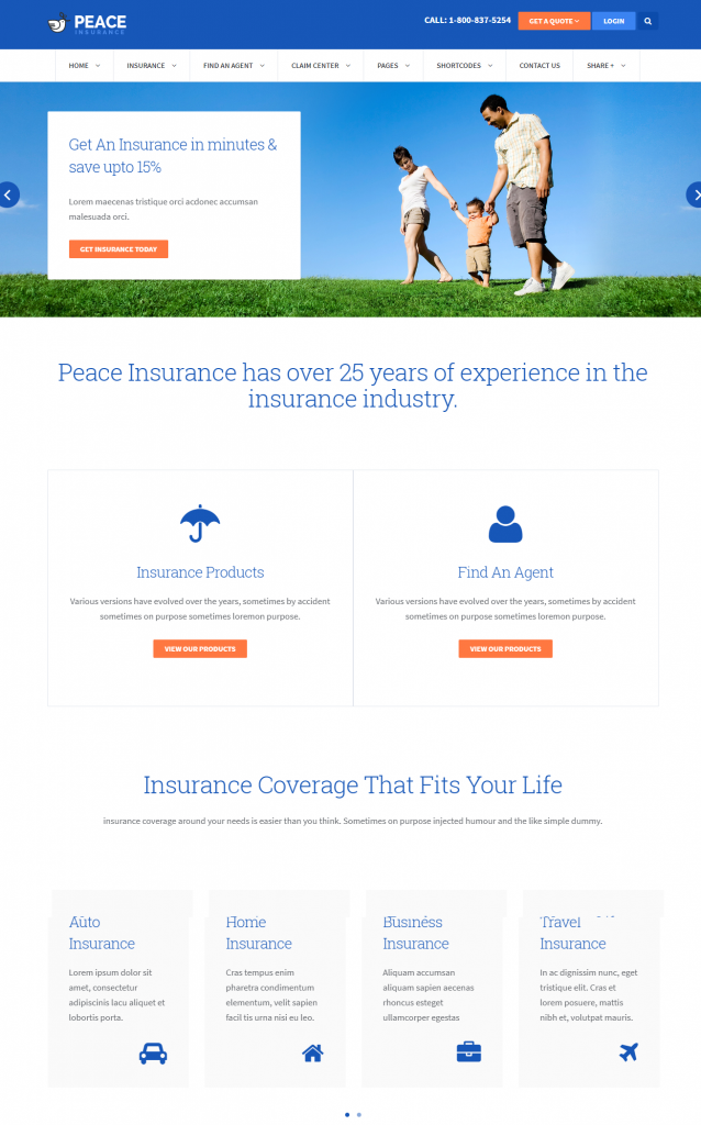 Mẫu website MẪU WEBSITE BẢO HIỂM – PEACE