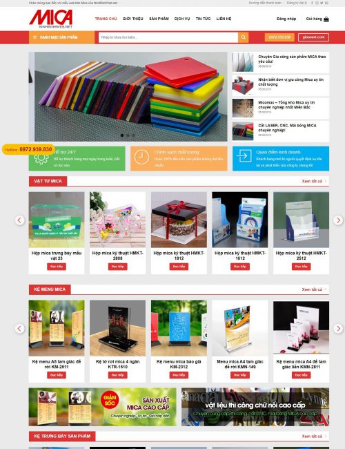 Mẫu Website dịch vụ Công ty Sản xuất Mica, nhựa tổng hợp