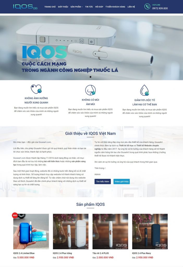 Mẫu Website bán hàng thuốc lá điện tử