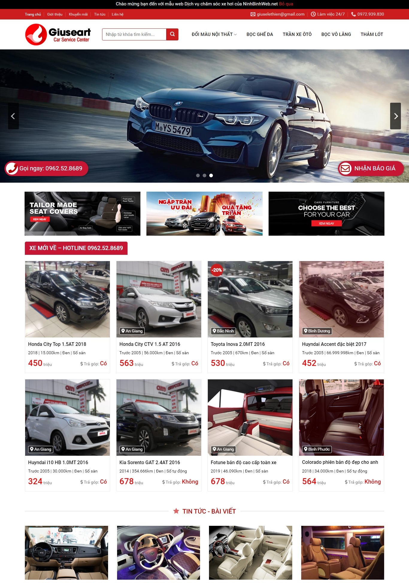 Mẫu Website phụ kiện đồ chơi ô tô