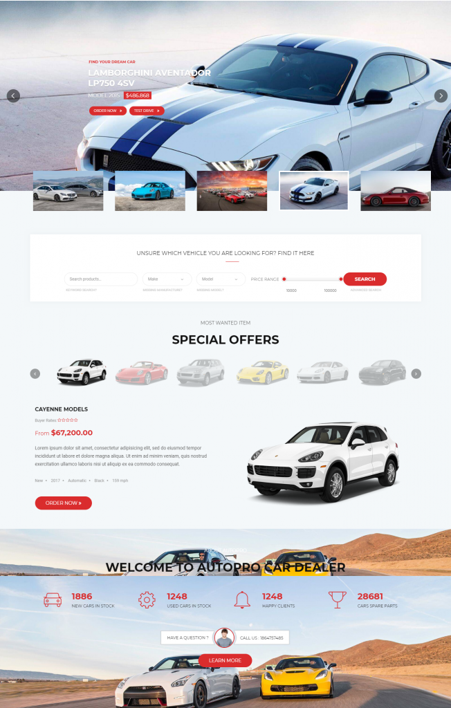 Mẫu website MẪU WEBSITE BÁN XE – AUTO PRO