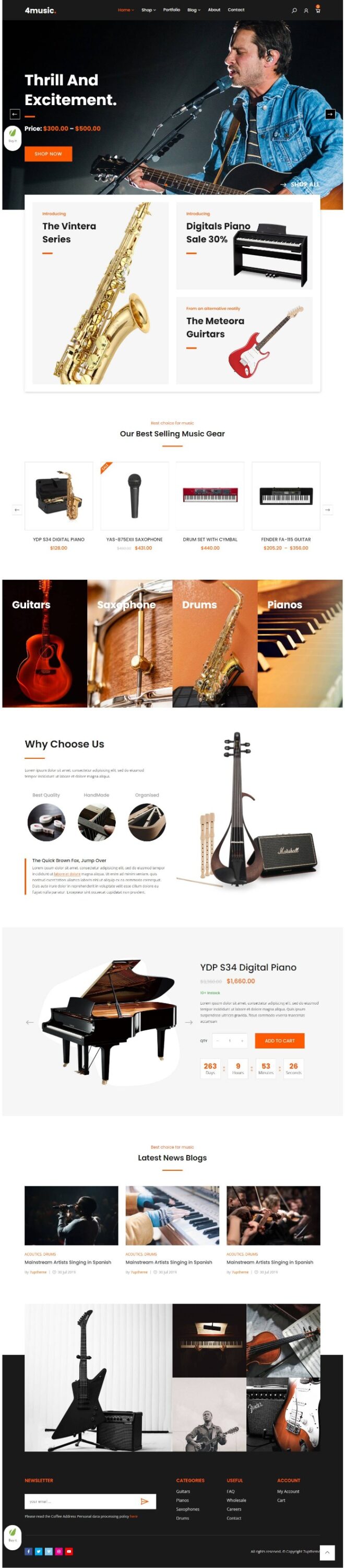 Mẫu Website Bán Đàn – 4 Music