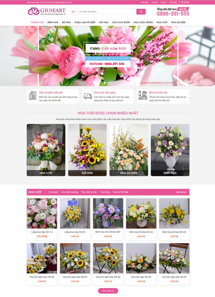 Mẫu Website Bán Hoa Tươi