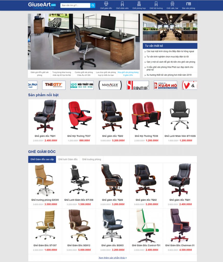 Mẫu Website Bán Nội Thất Ghế Văn Phòng