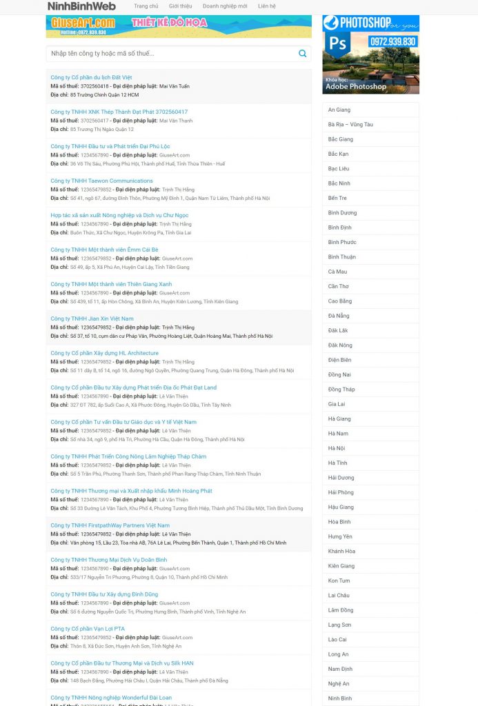 Mẫu Website tra cuu thong tin cong ty