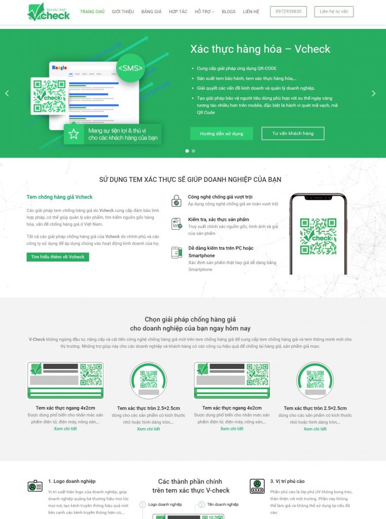 Mẫu Website Website giới thiệu Công ty in Tem xác thực hàng hóa