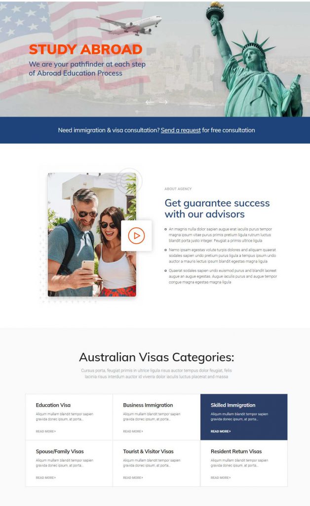 Mẫu website MẪU WEBSITE VISA DU HOC – IMMIEX 2