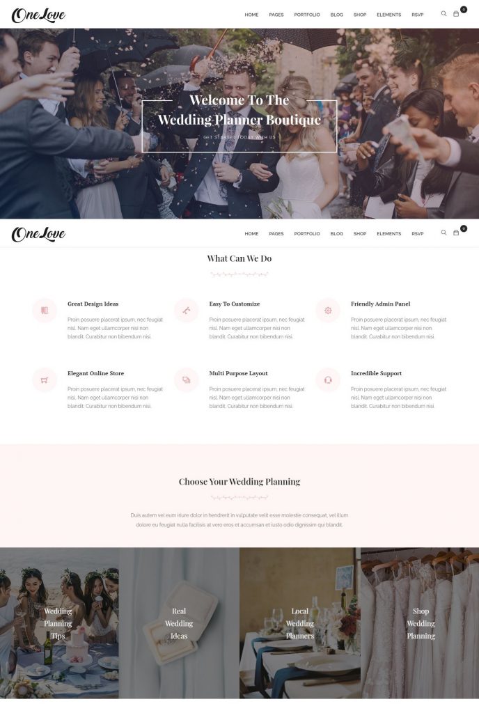 Mẫu website MẪU WEBSITE GIỚI THIỆU DỊCH VỤ – CƯỚI – ONE LOVE 01