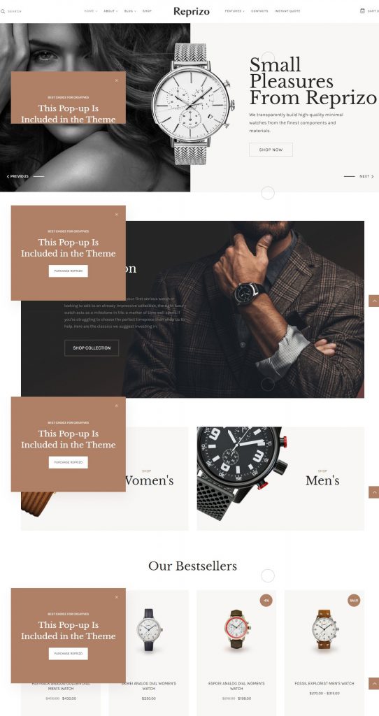 Mẫu website bán hàng – Đồng hồ – Reprizo